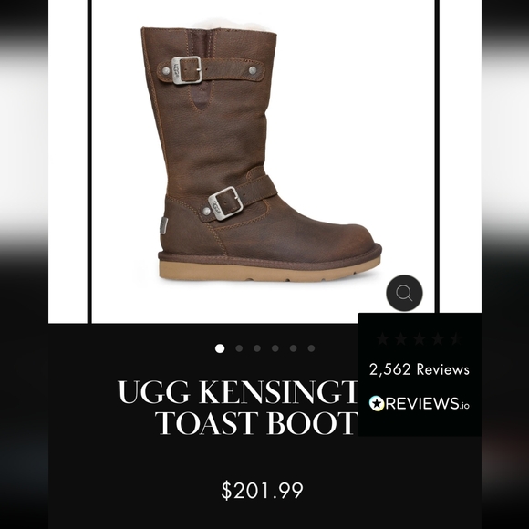 UGG Australia Kensington Toast Tall Shearling Boots Brown Leather Size 7 VGUC - Picture 2 of 16